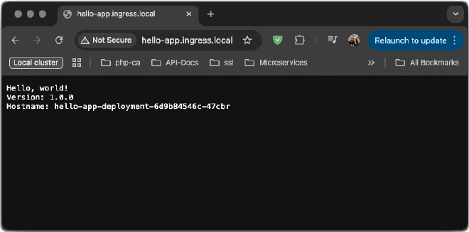 Servicio hello-app-service accessible através de Ingress