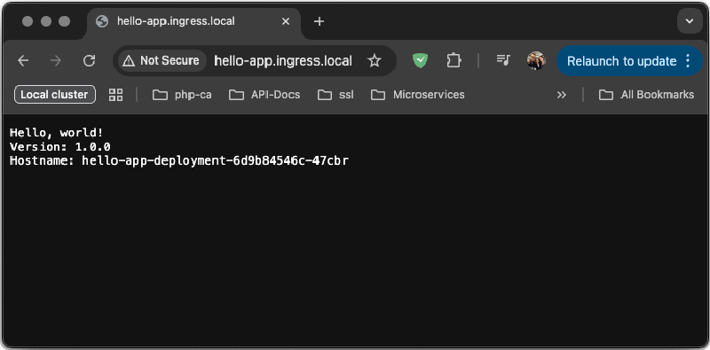 Servicio hello-app-service accessible através de Ingress
